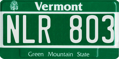 VT license plate NLR803