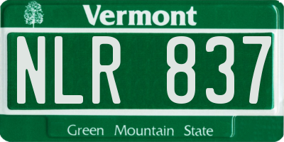 VT license plate NLR837