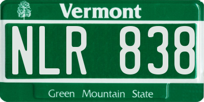VT license plate NLR838