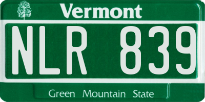 VT license plate NLR839