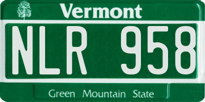 VT license plate NLR958