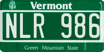 VT license plate NLR986