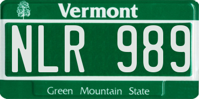 VT license plate NLR989