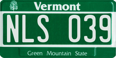 VT license plate NLS039