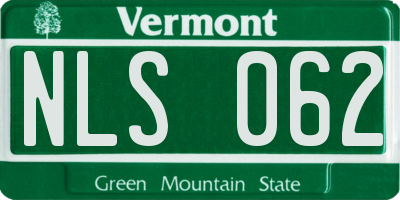 VT license plate NLS062