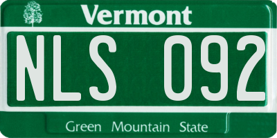 VT license plate NLS092