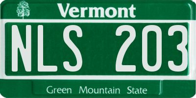 VT license plate NLS203