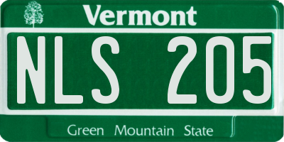 VT license plate NLS205