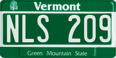 VT license plate NLS209
