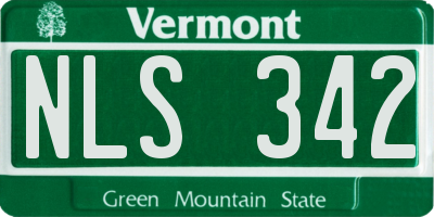 VT license plate NLS342