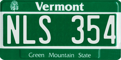 VT license plate NLS354