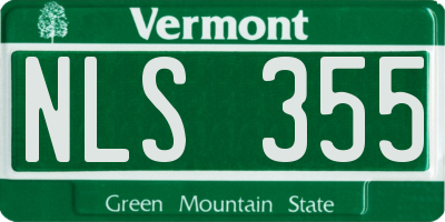 VT license plate NLS355