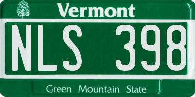VT license plate NLS398