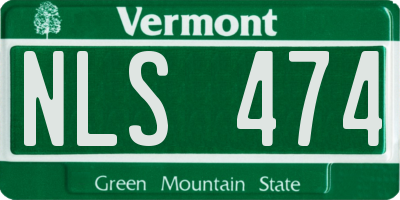 VT license plate NLS474