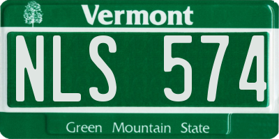 VT license plate NLS574