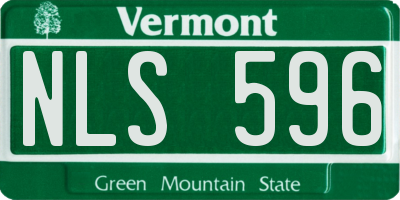 VT license plate NLS596