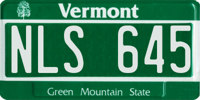 VT license plate NLS645