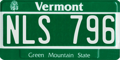 VT license plate NLS796