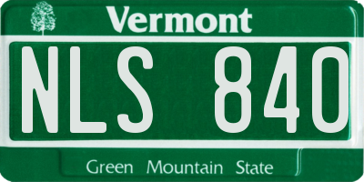 VT license plate NLS840