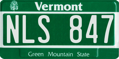 VT license plate NLS847