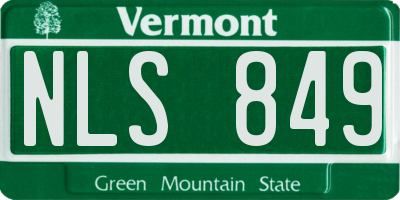 VT license plate NLS849