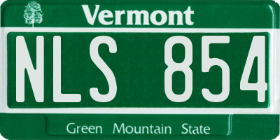 VT license plate NLS854