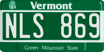 VT license plate NLS869