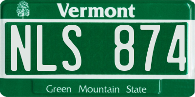 VT license plate NLS874