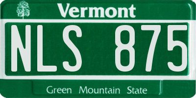 VT license plate NLS875