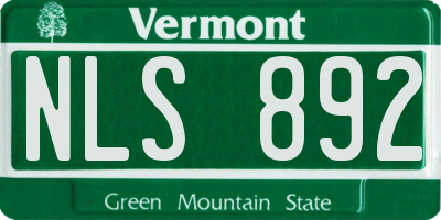 VT license plate NLS892