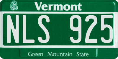 VT license plate NLS925