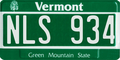 VT license plate NLS934