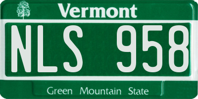 VT license plate NLS958