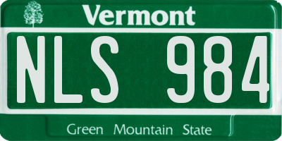 VT license plate NLS984