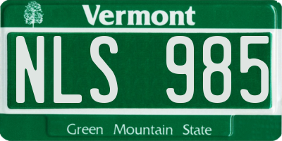 VT license plate NLS985