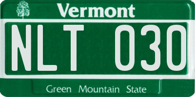 VT license plate NLT030