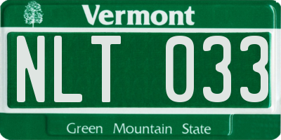 VT license plate NLT033