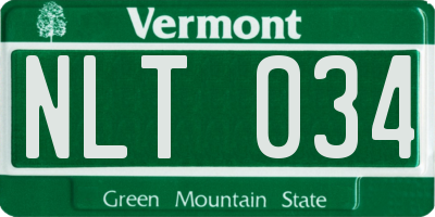 VT license plate NLT034