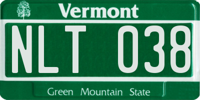 VT license plate NLT038