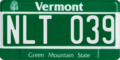 VT license plate NLT039