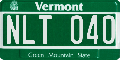 VT license plate NLT040