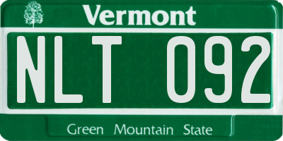 VT license plate NLT092