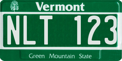 VT license plate NLT123
