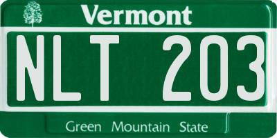 VT license plate NLT203