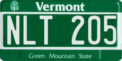 VT license plate NLT205