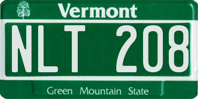 VT license plate NLT208