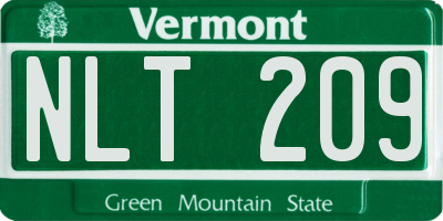 VT license plate NLT209