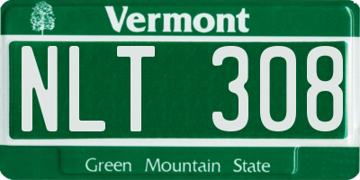 VT license plate NLT308