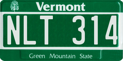 VT license plate NLT314
