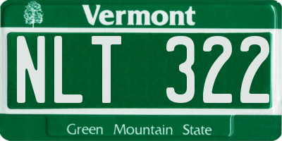VT license plate NLT322